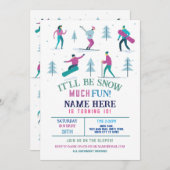 ウィンタースポーツ誕生日ガールズスキースノーボード 招待状 (正面/裏面)