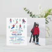ウィンタースポーツ誕生日パーティースキースノーボード写真 招待状 (スタンド正面)