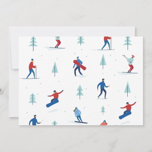 ウィンタースポーツ誕生日パーティースキースノーボード写真 招待状 (裏面)