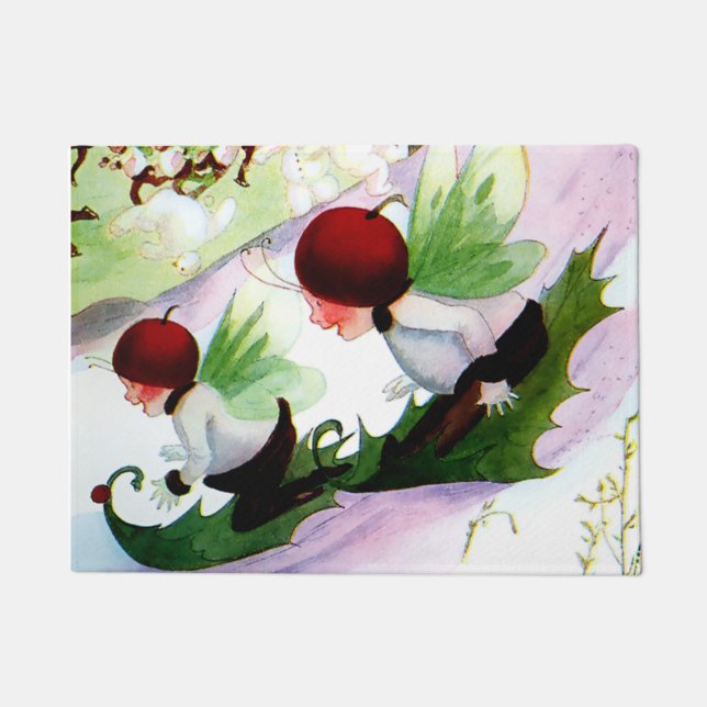 「ウィンタースポーツ」フェアリーアートM T Ross ドアマット (正面)