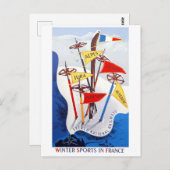 ウィンタースポーツ(フランス)、ビンテージ旅行 ポストカード (正面/裏面)
