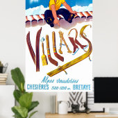 ウィンタースポーツinビラース，スイス，ヴィンテージ ポスター (ホームオフィス)