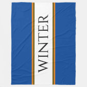 ウィンタースポーティーアルプンブルー ホワイト オレンジ ストライプ フリースブランケット (正面)