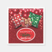 ウィンタースリープバーパーソナライズされたグリッター スタンダードカクテルナプキン (正面)