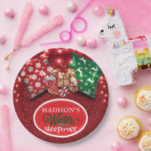 ウィンタースリープバーパーソナライズされたグリッター ペーパープレート (パーティー)