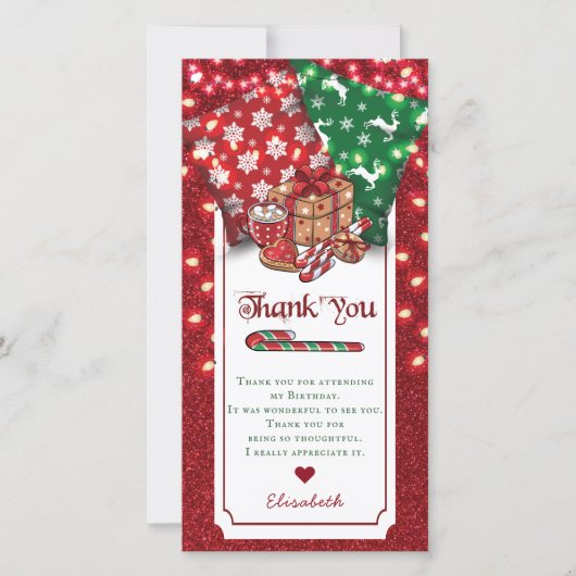 ウィンタースリープバー誕生日 パーソナライズされた サンキューカード (正面)