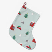 ウィンターズビレッジ ラージクリスマスストッキング (正面 (吊り時))