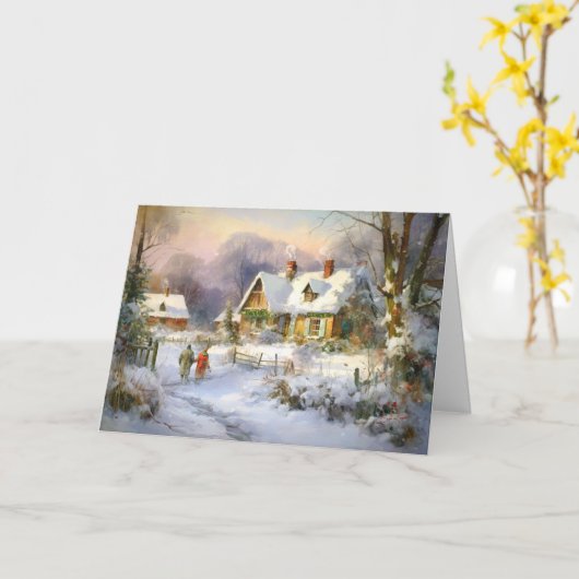 ウィンターズウォームアットザファームコテージ カード (黄色い花)