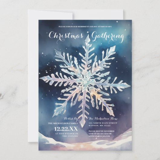 ウィンターズスノーフレークエレガンスクリスマスパーティー 招待状 (正面)
