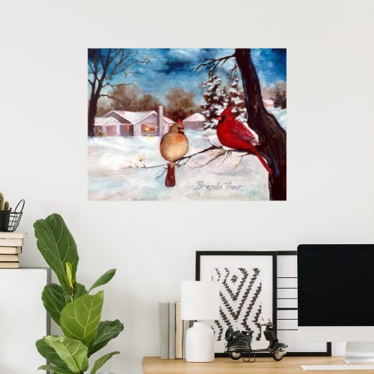 ウィンターズセレニティ（鳥）ショウジョウコウカンチョウポスター ポスター (ホームオフィス)