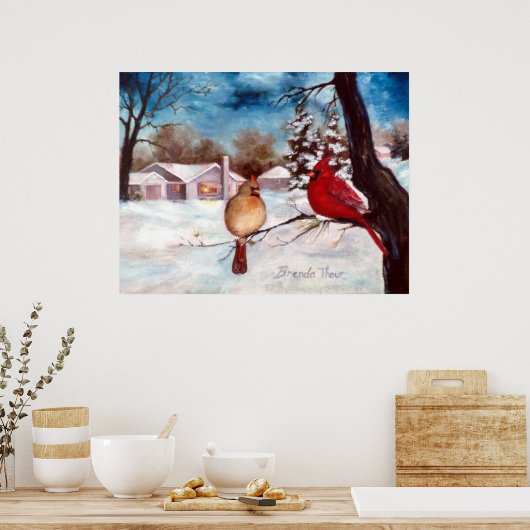 ウィンターズセレニティ(鳥)ショウジョウコウカンチョウポスター ポスター (キッチン)