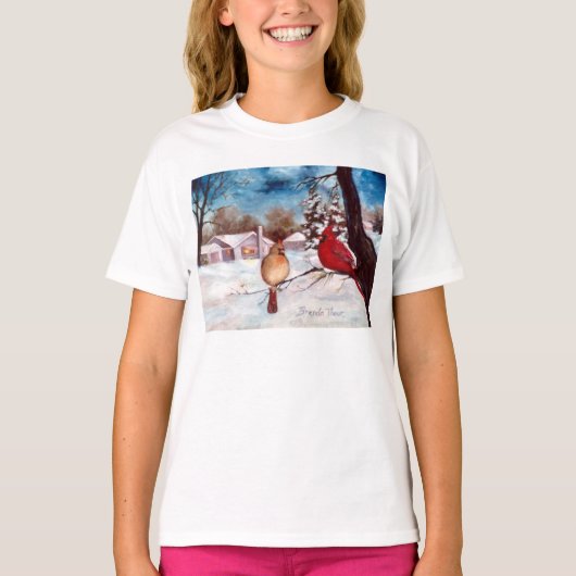 ウィンターズセレニティ(鳥)ショウジョウコウカンチョウTシャツ Tシャツ (正面)