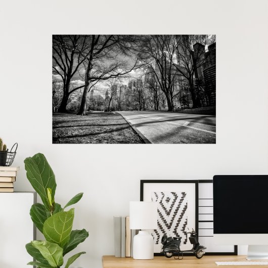 ウィンターセントラルパークニューヨークシティブラックアンドホワイト ポスター (ホームオフィス)