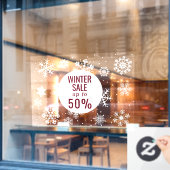 ウィンターセール、雪の結晶の大きな窓デカール ウィンドウサイン (カフェ窓)