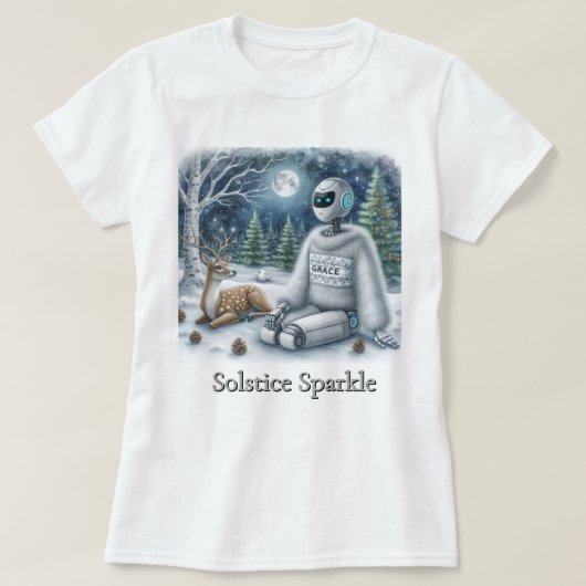 ウィンターソルスティスの輝きの鹿 グレースビーインググレイス Tシャツ (デザイン正面)