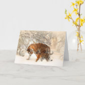 ウィンタータイガーカスタムスグリーティングカード カード (黄色い花)