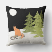 ウィンタータイムスレディングキツネ-イラストレーション クッション (裏面)