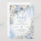 ウィンターダスティブルーとアイボリー花ブライダルブランチ 招待状 (正面/裏面)