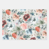 ウィンターダスティブルー&ピンクローズパイン&バラお尻  ラッピングペーパーシート (正面)