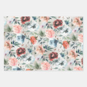 ウィンターダスティブルー&ピンクローズパイン&バラお尻  ラッピングペーパーシート (正面3)