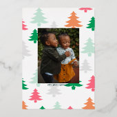 ウィンターチェックのクリスマスツリー写真 箔シーズンカード (裏面)