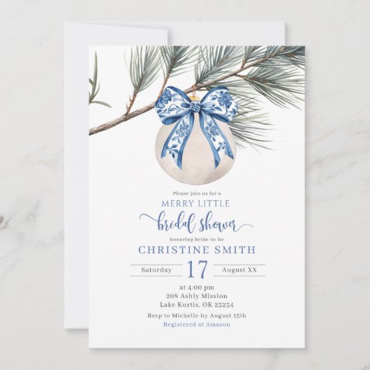 ウィンターチノイスリーメリーリトルブライダルシャワー 招待状 (正面)