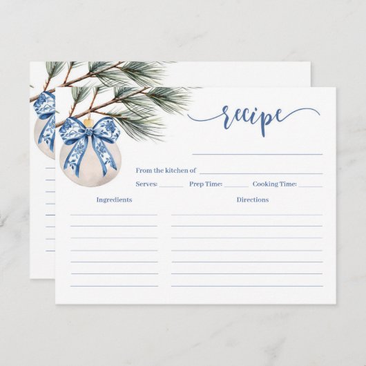 ウィンターチャイノエリーブライダルシャワーレシピカード 招待状 (正面/裏面)