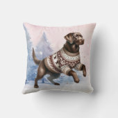 ウィンターチョコレートラブラドールリトリーブスノウドッグ クッション (裏面)