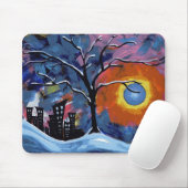 ウィンターツリーアンドシティライトオリジナルのアートワーク マウスパッド (マウス)