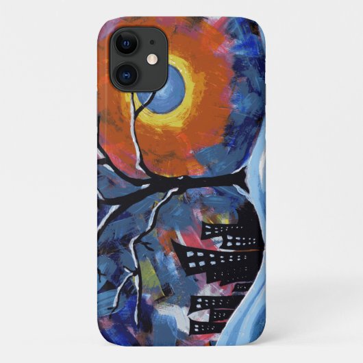 ウィンターツリーアンドシティライトオリジナルのアートワーク Case-Mate iPhoneケース (裏面)