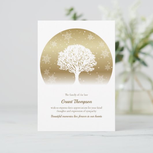 ウィンターツリーオブライフ悔やみや弔慰サンキューカード 招待状 (スタンド正面)
