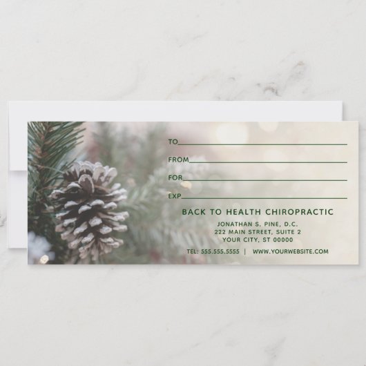 ウィンターツリーカイロプラクティックホリデーギフト証明書 (裏面)