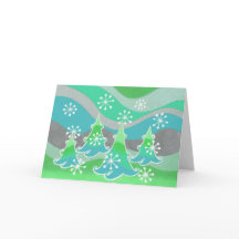 ウィンターツリーグリーンハッピーホリデーズカード