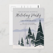 ウィンターツリーズエレガントグリーンフォレストホリデーパーティー ポストカード (正面/裏面)
