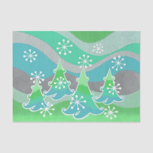 ウィンターツリーズグリーンティッシュペーパー 薄葉紙 (正面)