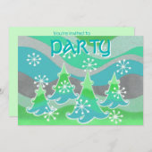 ウィンターツリーズグリーン'パーティー'招待 招待状 (正面/裏面)