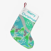 ウィンターツリーズグリーンメリークリスマスストッキング スモールクリスマスストッキング (正面 (吊り時))