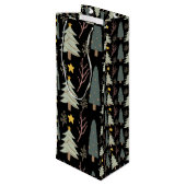 ウィンターツリーズパターンホリデーフォレストクリスマスおもしろい ワインギフトバッグ (裏面アングル)