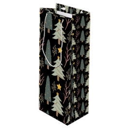ウィンターツリーズパターンホリデーフォレストクリスマスおもしろい ワインギフトバッグ