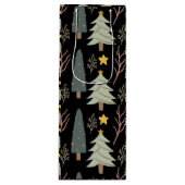ウィンターツリーズパターンホリデーフォレストクリスマスおもしろい ワインギフトバッグ (正面)