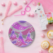 ウィンターツリーズパープル紙プレート ペーパープレート (パーティー)