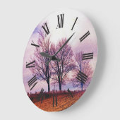 ウィンターツリーズファームフェンスパスチュアアート ラージ壁時計 (傾斜)