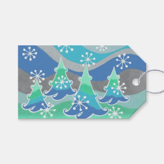 ウィンターツリーズ文字ギフトラベルブルー ギフトタグ (正面(横))