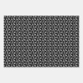 ウィンターツリーズ白黒ドットスノー ラッピングペーパーシート (正面3)