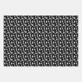 ウィンターツリーズ白黒ドットスノー ラッピングペーパーシート (正面2)