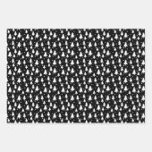 ウィンターツリーズ白黒ドットスノー ラッピングペーパーシート (正面)