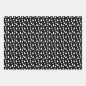 ウィンターツリーズ白黒雪水玉模様 ラッピングペーパーシート (正面)