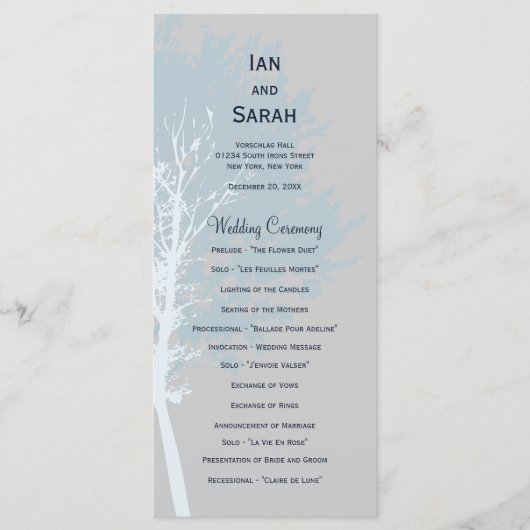 ウィンターツリーズ結婚式 プログラム (正面)