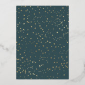 ウィンターツリーズ&スターズクリスマスパーティーホリデー金ゴールド 箔招待状 (裏面)