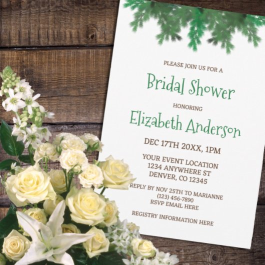 ウィンターツリーブランチブライダルシャワー 招待状